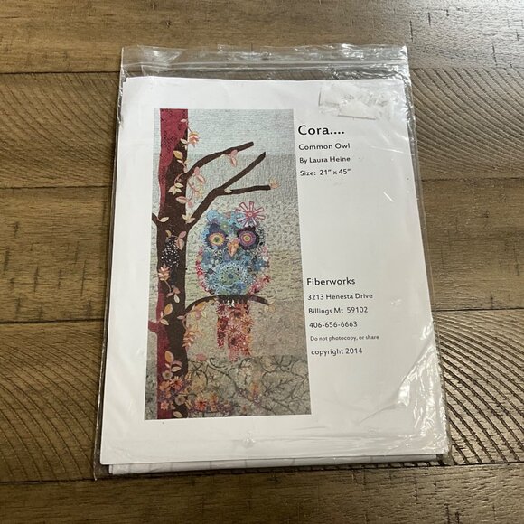 Fiberworks Cora Common Owl Pattern Laura Heine 21” x 45” Quilt Pattern - Picture 1 of 3